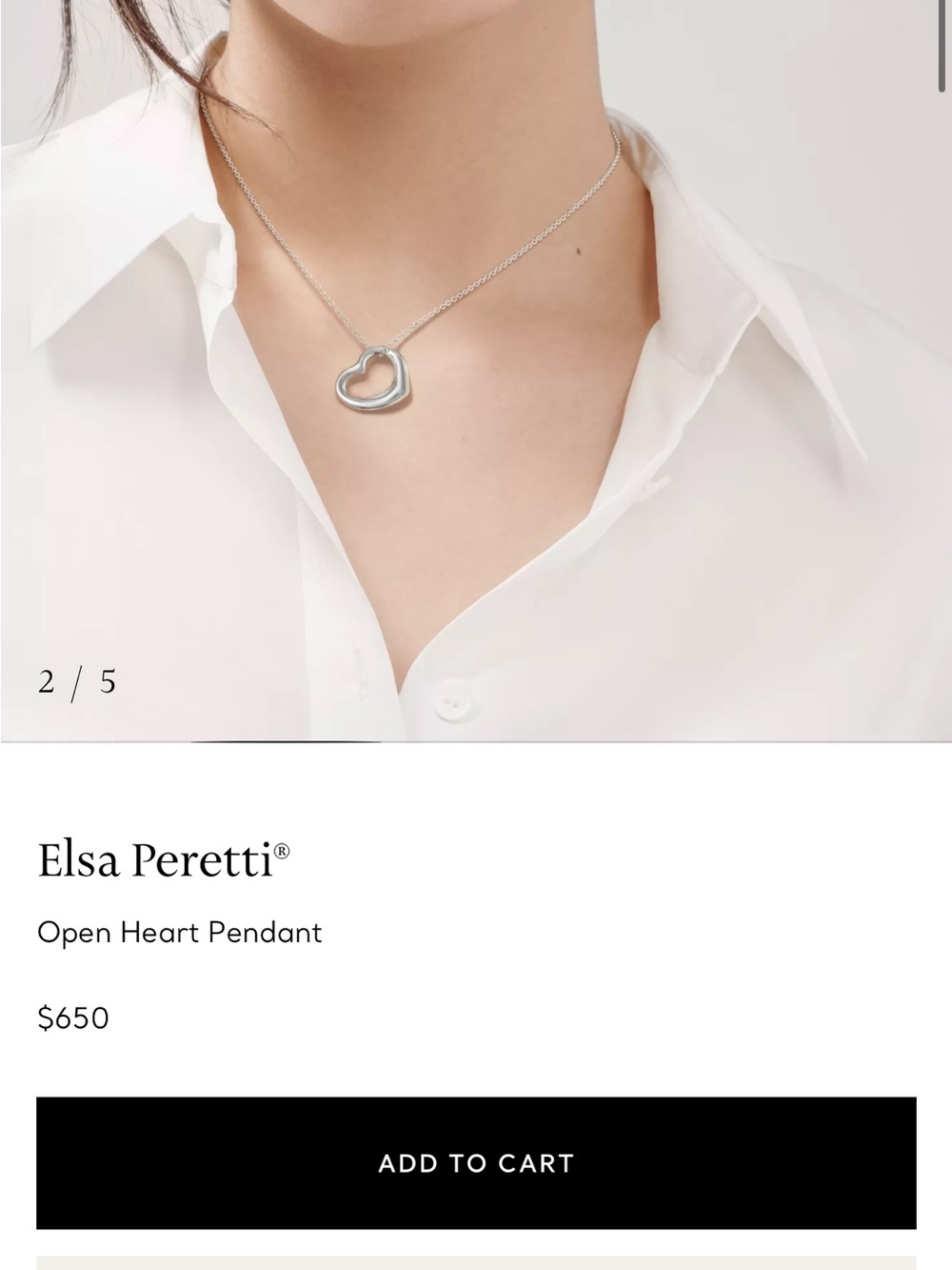 Tiffany & Co. Elsa Peretti Open Heart Necklace - Silver